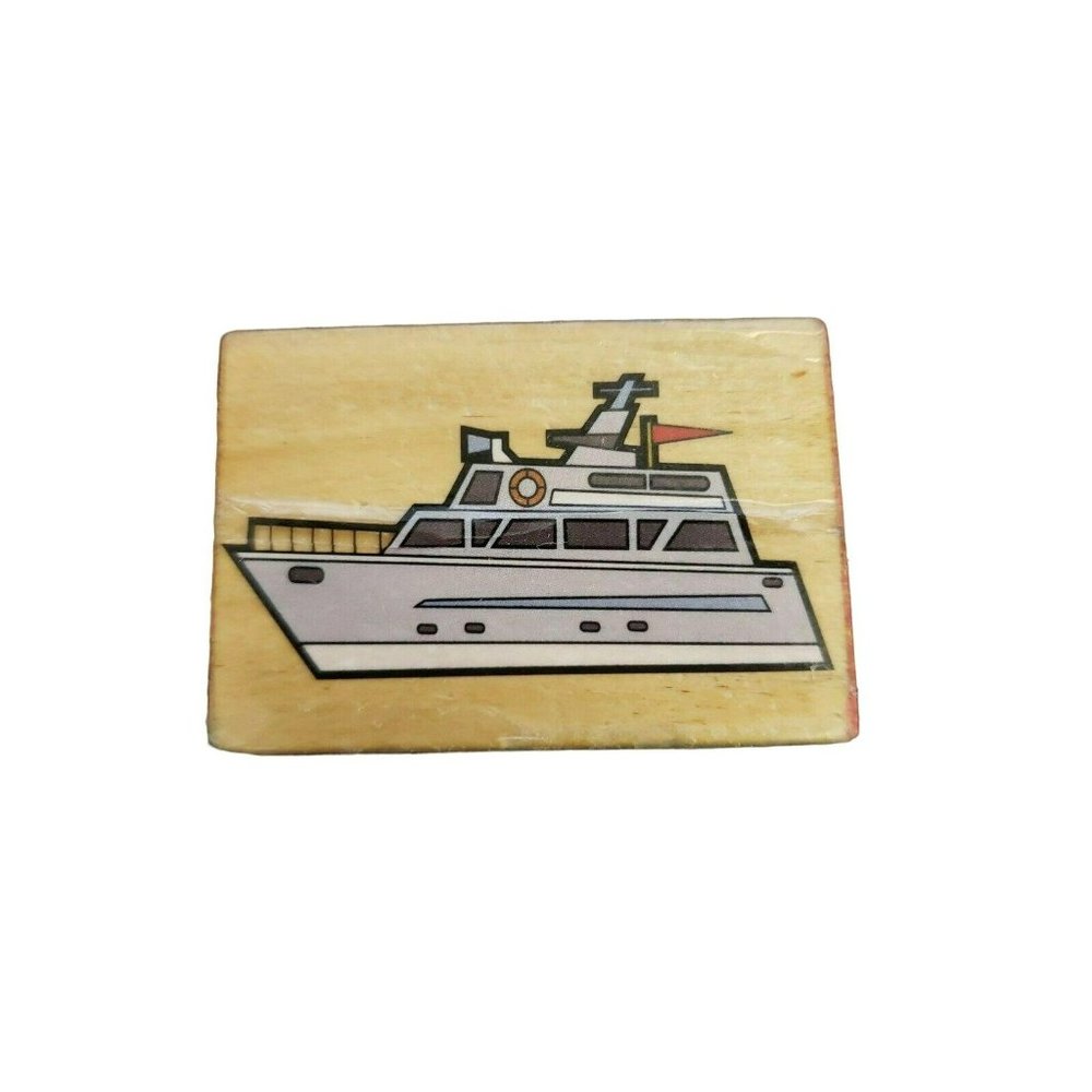 Melissa & Doug Rubber Ink Stamp Wood‎ Mounted Craft Yacht Boat Ship
